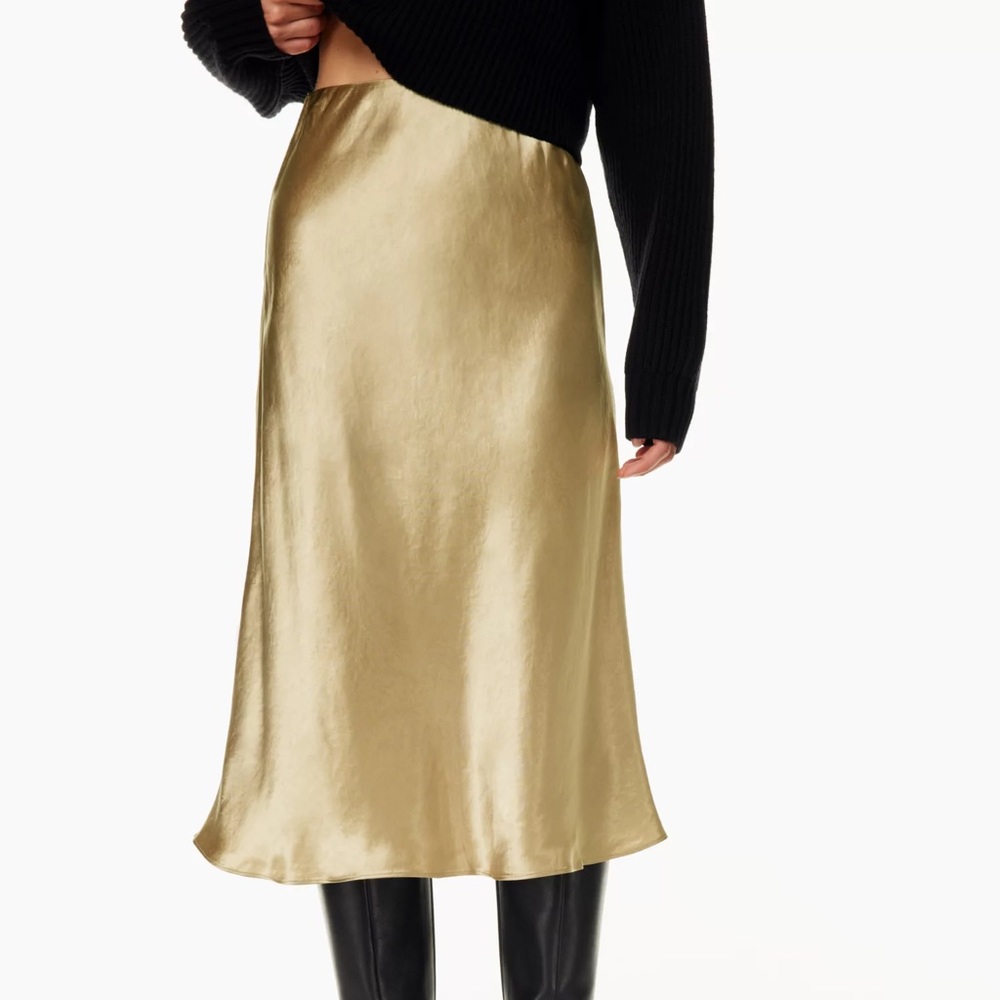 NWOT Aritzia Slip Midi Skirt in Toasted Oat